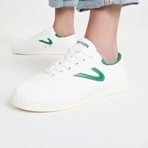 Tretorn Canvas Sneaker, NWT, white with green. Women’s size 7